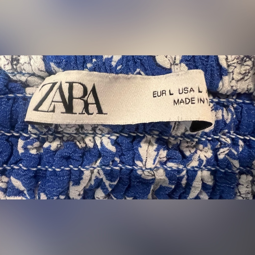 ZARA Women’s Skirt Size Large Smocked Waist Floral Boho Front Slit (0800) - Picture 5 of 8